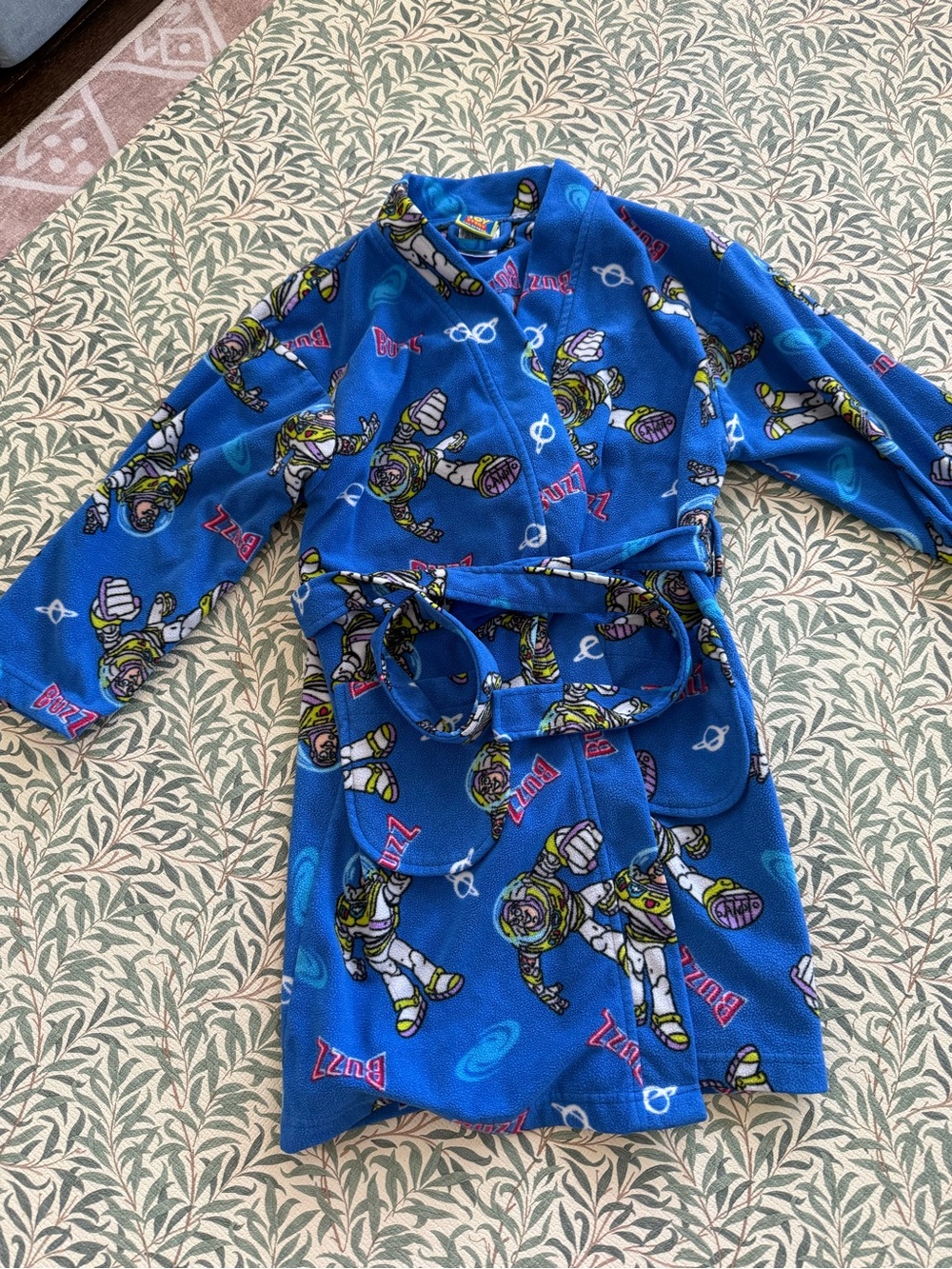 Vintage Disney Blue Buzz Lightyear/ Toy Story Fleece Robe for Kids